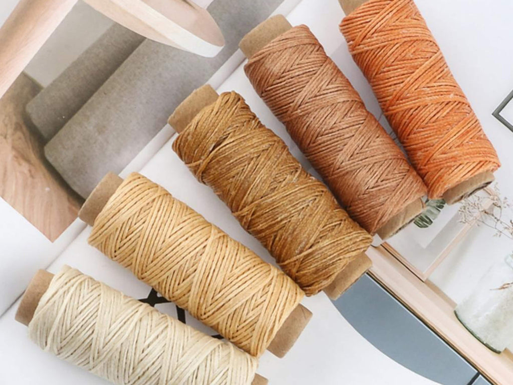 Khaki Leather Sewing Flat Wax Thread | 1mm | 164 ft / 50m