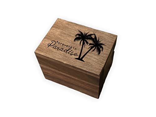 Forever In Paradise Palm Tree Laser Engraved Magnetic Rustic Wooden Proposal Ring Box | Walnut Wood | Engagement Ring Box | Wedding Band Box | Coastal Beach Wedding