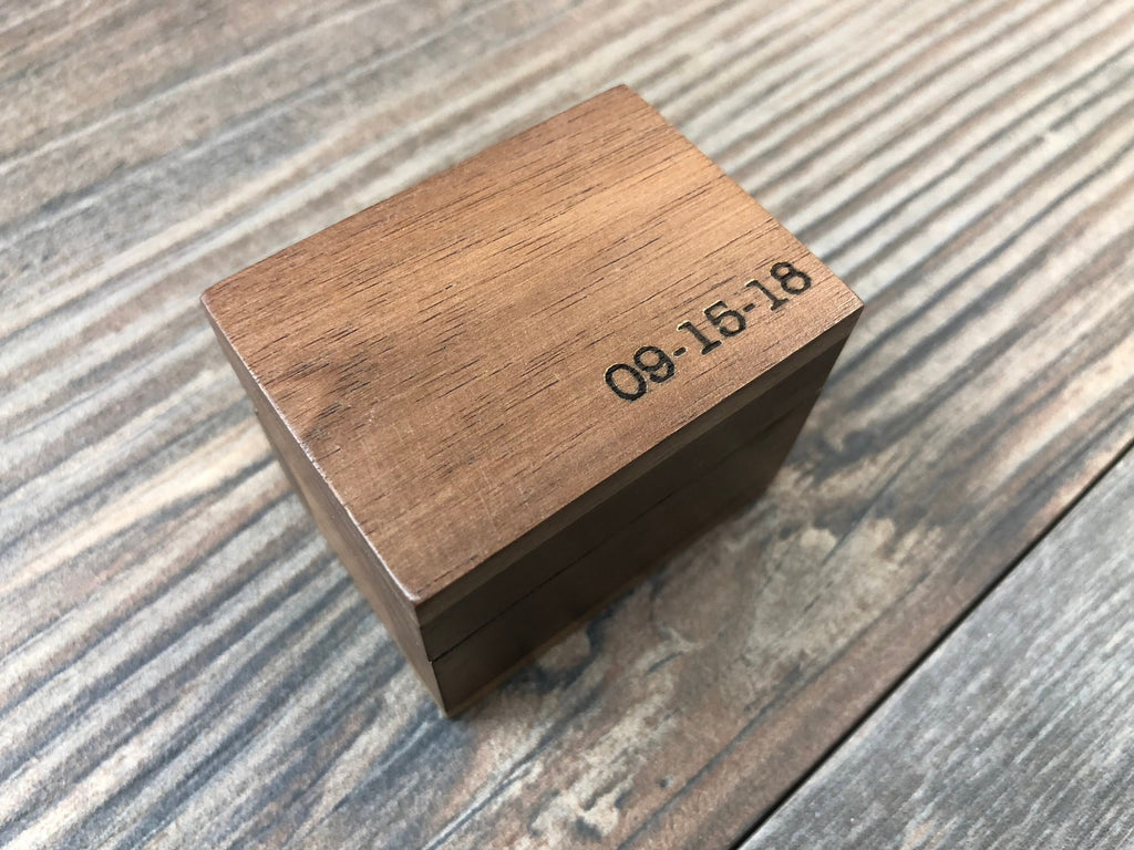 Laser Engraved Magnetic Wooden Proposal Ring Box | Walnut Wood | Engagement Ring Box | Men's Wedding Band Box | Women's Wedding Ring Box