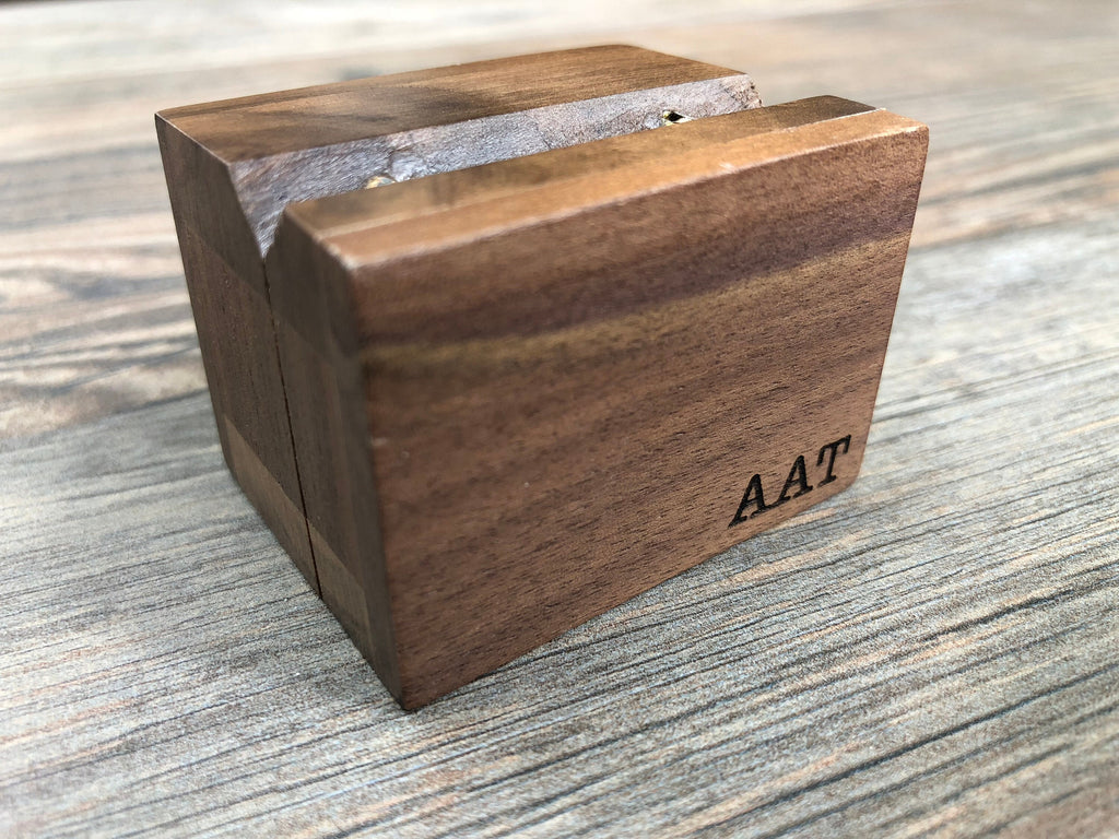 Laser Engraved Magnetic Wooden Proposal Ring Box | Walnut Wood | Engagement Ring Box | Men's Wedding Band Box | Women's Wedding Ring Box