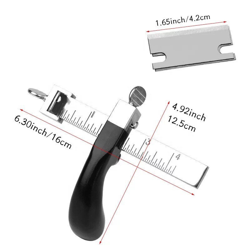 Heavy Duty Adjustable Aluminum Leather Strip & Strap Cutter with 3 Blades | Belt Cutter | Leather Strip Tool