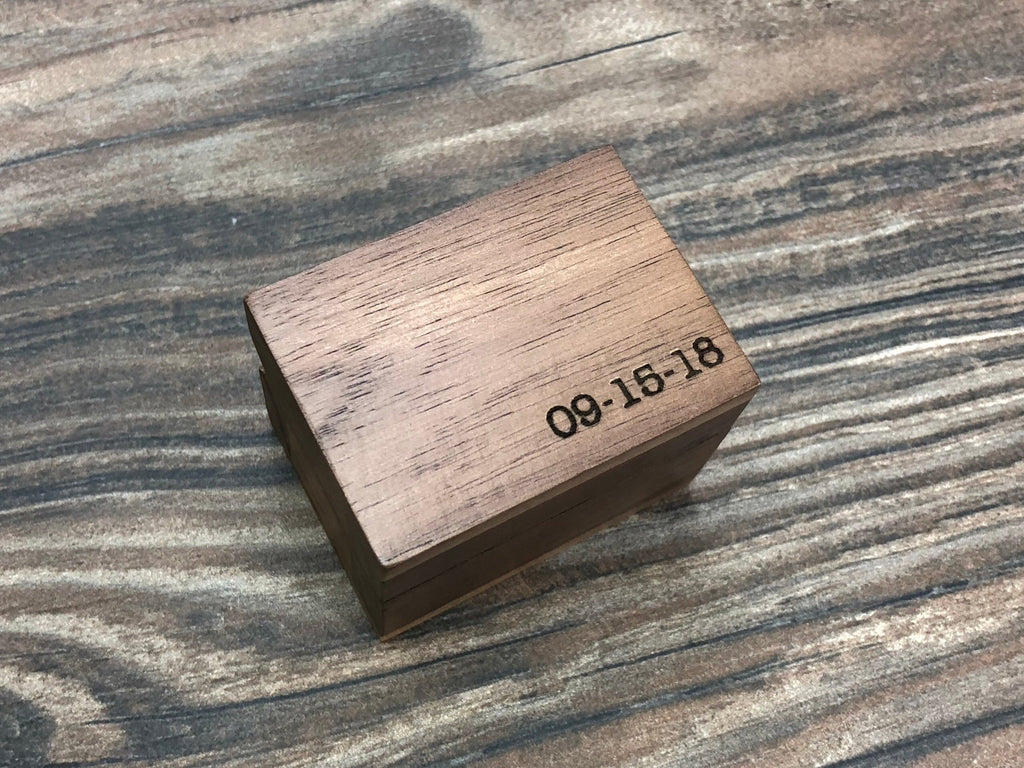 Laser Engraved Magnetic Wooden Proposal Ring Box | Walnut Wood | Engagement Ring Box | Men's Wedding Band Box | Women's Wedding Ring Box