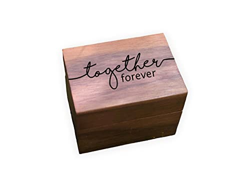 Together Forever Laser Engraved Magnetic Rustic Wooden Proposal Ring Box | Walnut Wood | Engagement Ring Box | Wedding Band Box