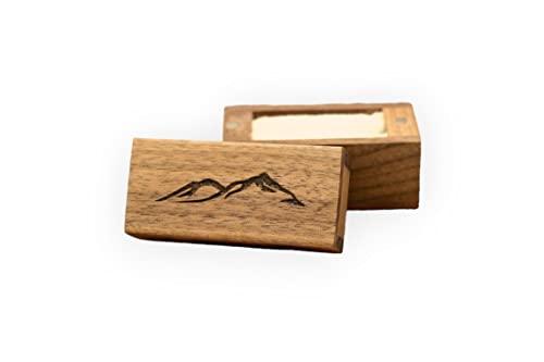 Mountain Laser Engraved Magnetic Wooden Ring Box | Removable Lid | Engagement Ring Box | Wedding Ring Box