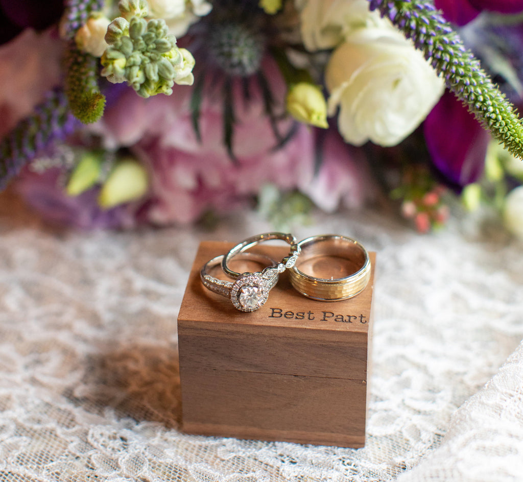 Laser Engraved Magnetic Wooden Proposal Ring Box | Walnut Wood | Engagement Ring Box | Men's Wedding Band Box | Women's Wedding Ring Box