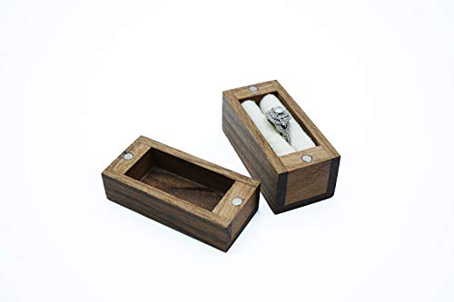 Magnetic Walnut Wood Jewelry Ring Proposal Engagement Box