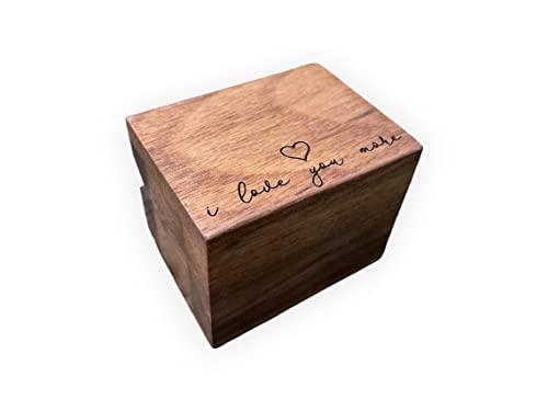 I Love You More Laser Engraved Magnetic Rustic Wooden Proposal Ring Box | Walnut Wood | Engagement Ring Box | Wedding Band Box