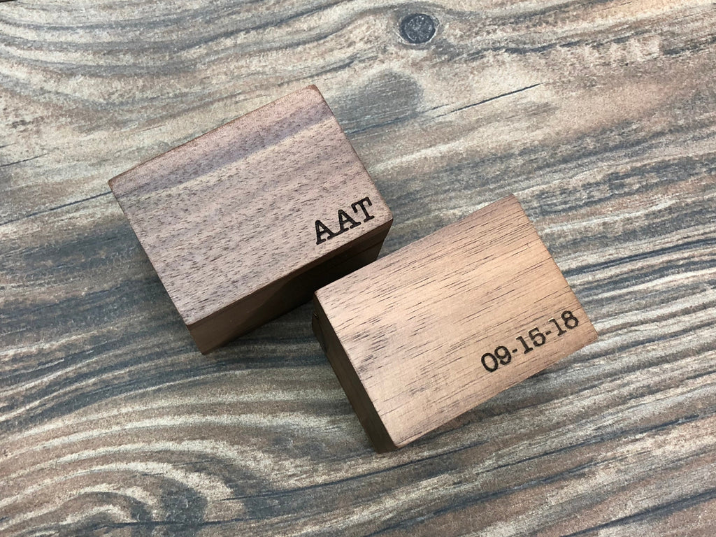 Laser Engraved Magnetic Wooden Proposal Ring Box | Walnut Wood | Engagement Ring Box | Men's Wedding Band Box | Women's Wedding Ring Box