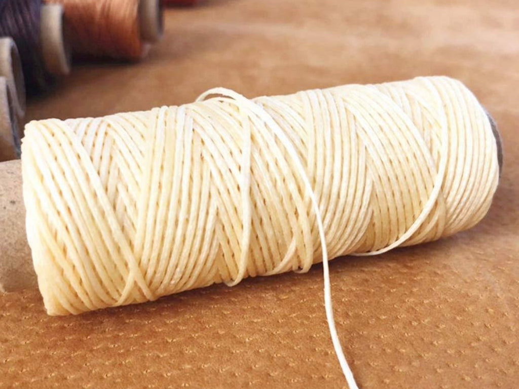 Natural Color Leather Sewing Flat Wax Thread | 1mm | 164 ft / 50m