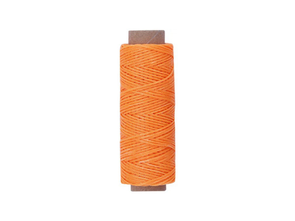 Bright Orange Leather Sewing Flat Wax Thread | 1mm | 164 ft / 50m