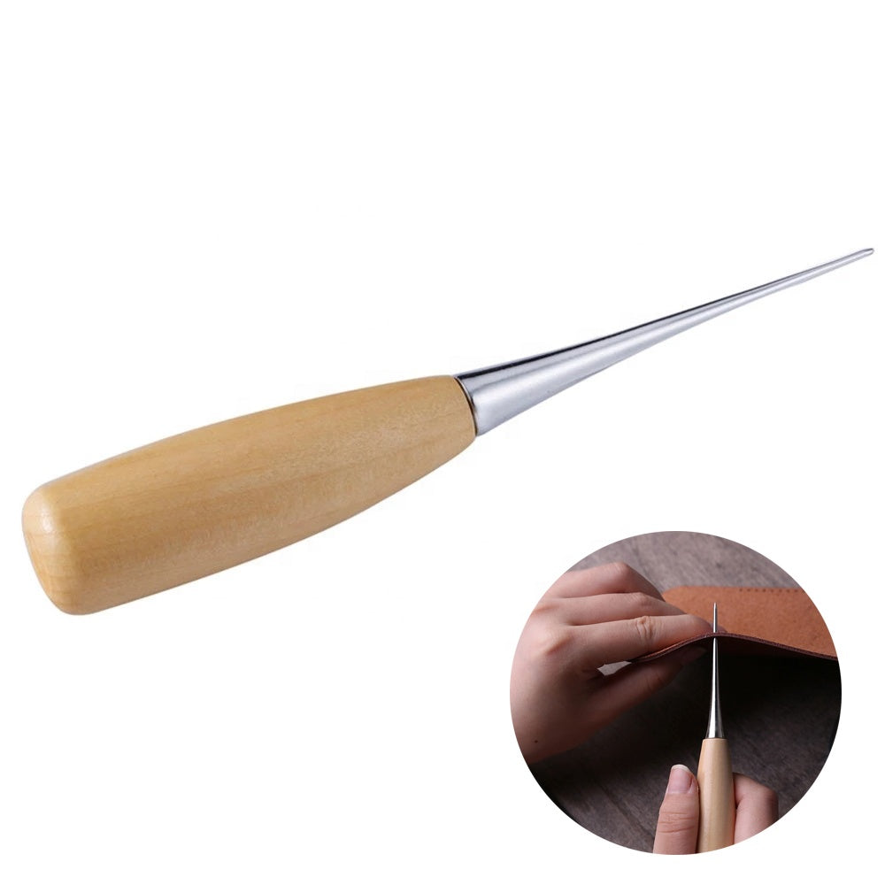 Stainless Steel Wooden Handle Awl Pick - Dressmaking & Leather Work Tool