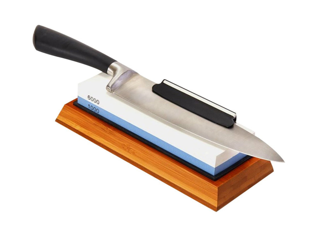 Whetstone Knife Sharpening Stone with Bamboo Base | 2 Side Grit | 6000/1000 or 8000/3000