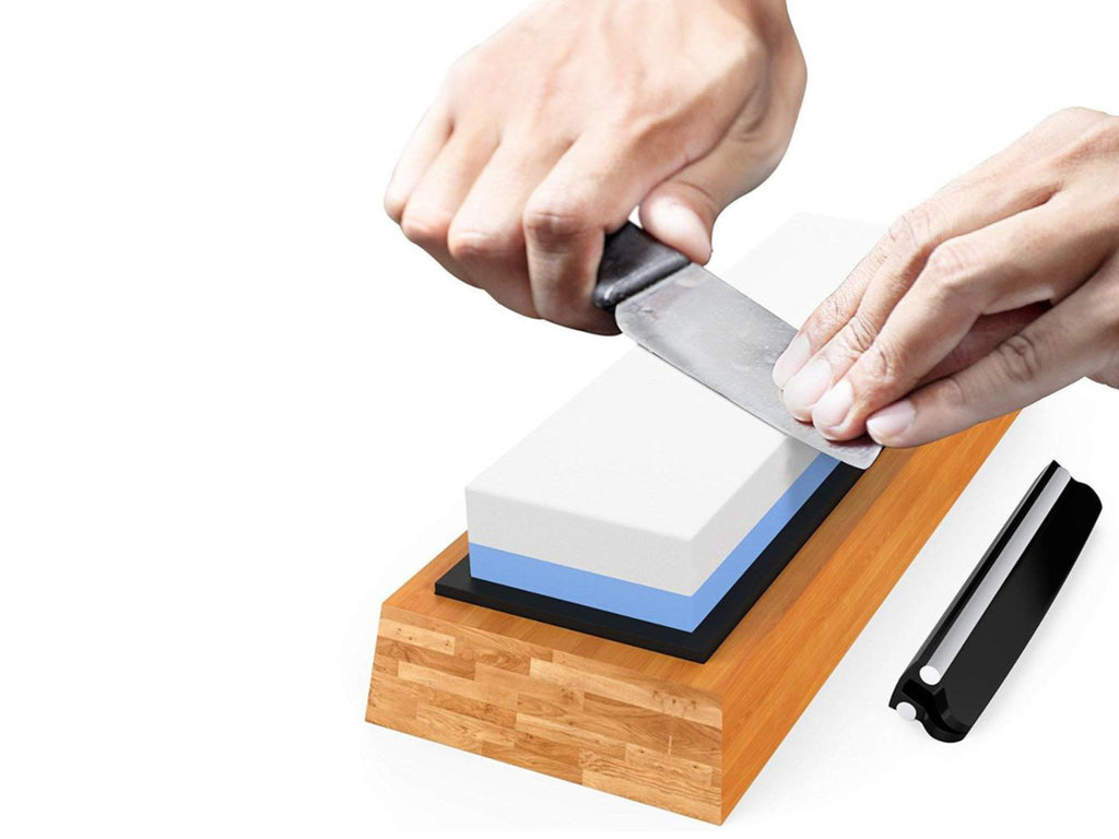 Whetstone Knife Sharpening Stone with Bamboo Base | 2 Side Grit | 6000/1000 or 8000/3000