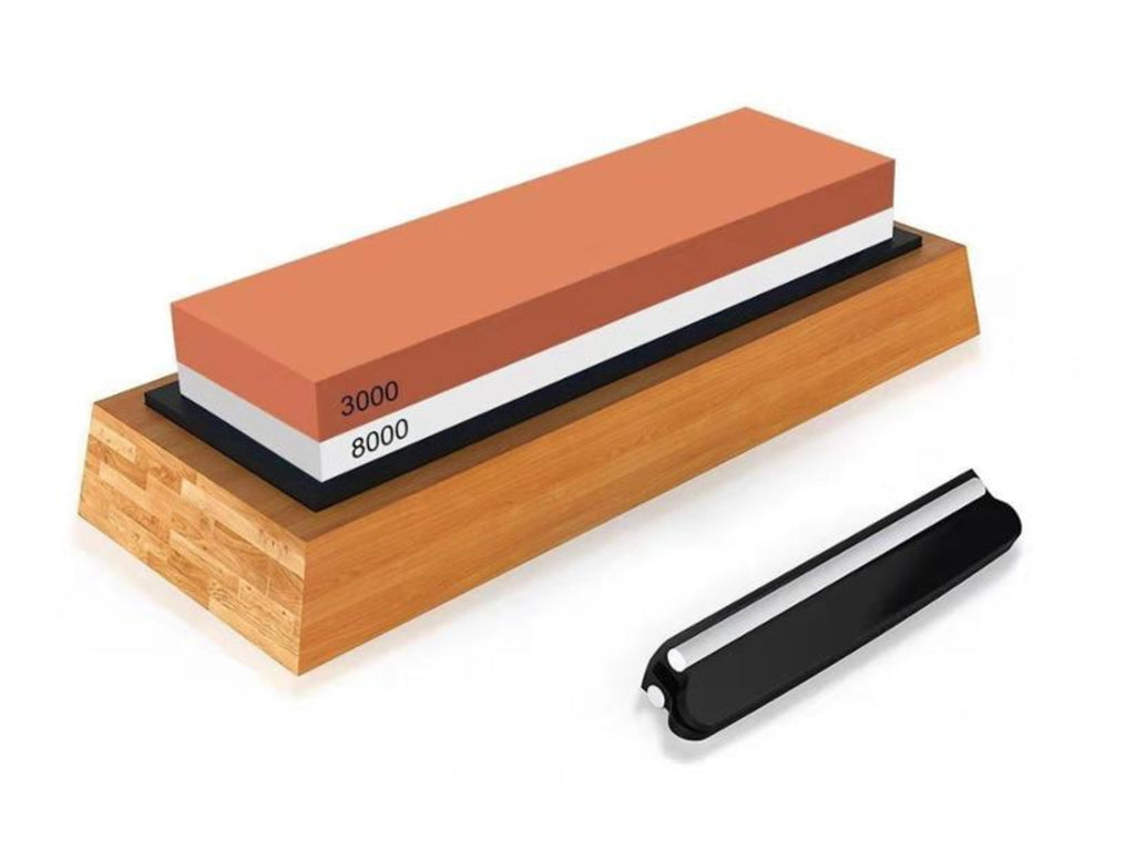 Whetstone Knife Sharpening Stone with Bamboo Base | 2 Side Grit | 6000/1000 or 8000/3000