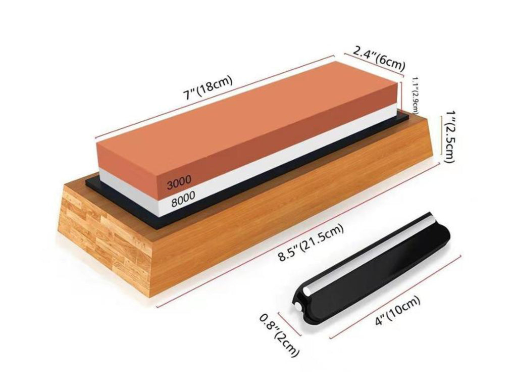 Whetstone Knife Sharpening Stone with Bamboo Base | 2 Side Grit | 6000/1000 or 8000/3000