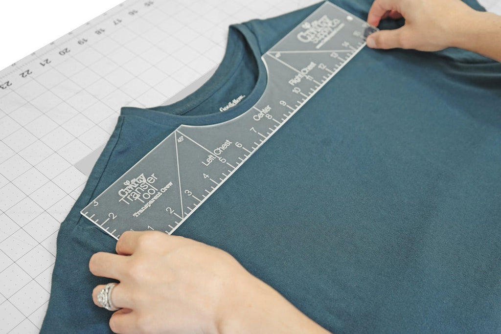 Crafty Transfer Tool | Transparent T-Shirt Alignment Guide | Crew Neck HTV Graphics Centering & Placement | Clear Tool for Shirt Making