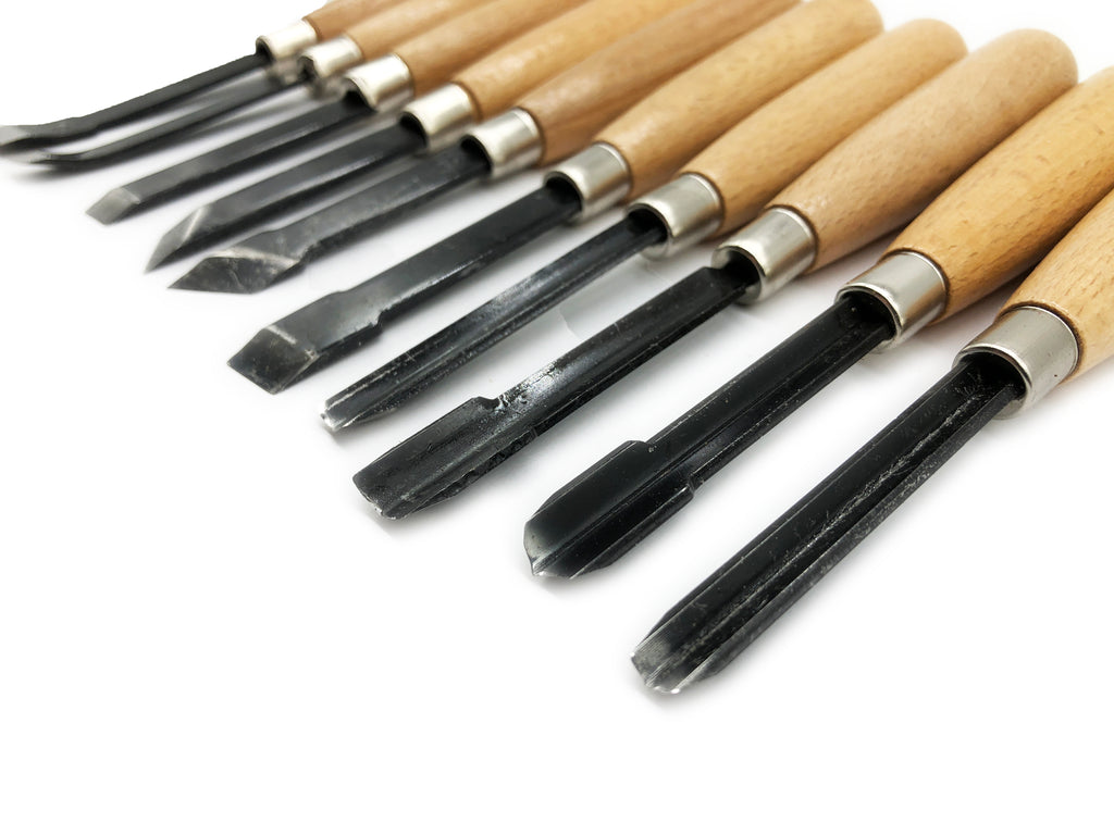 10 Piece Steel Wood Carving Set | Heavy Duty for Mallet Use / Durable Professional Carving Set