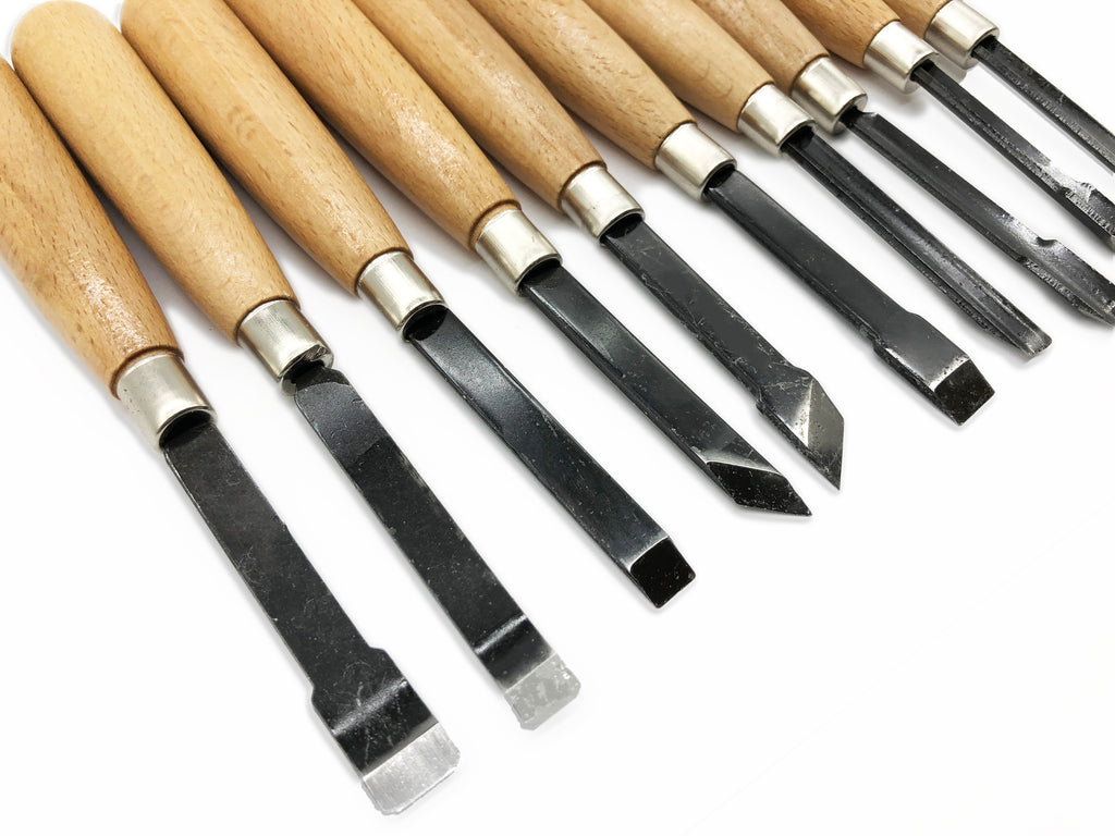 10 Piece Steel Wood Carving Set | Heavy Duty for Mallet Use / Durable Professional Carving Set