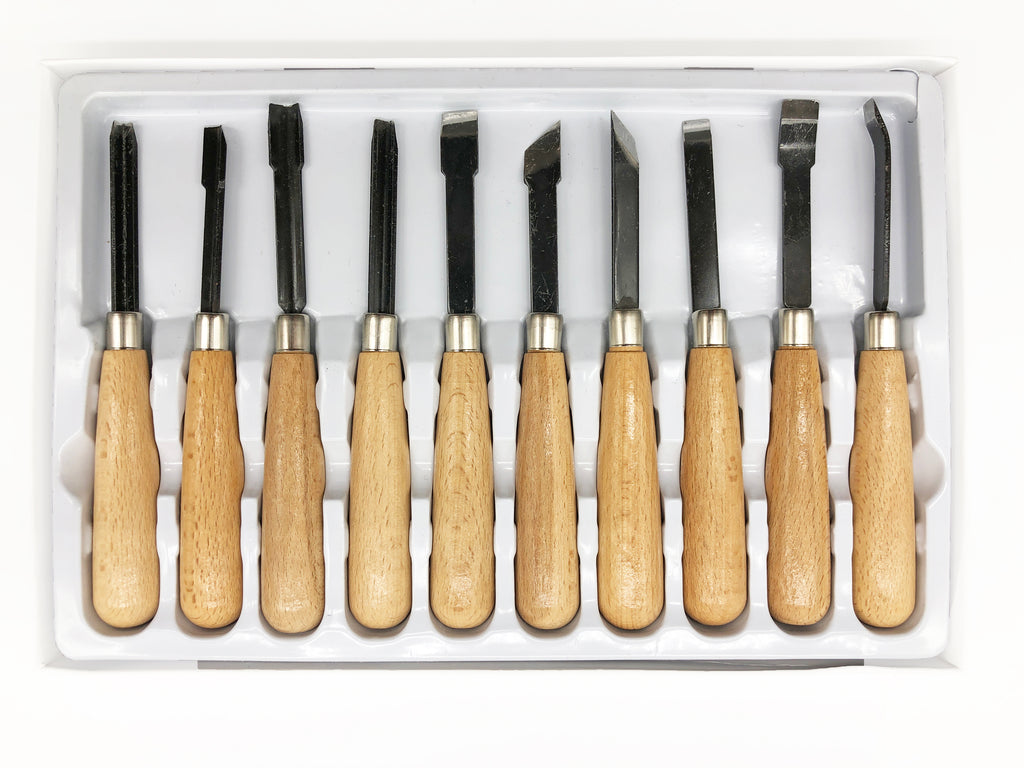 10 Piece Steel Wood Carving Set | Heavy Duty for Mallet Use / Durable Professional Carving Set